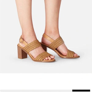 JustFab Women Ishla Blocked Heeled Sandals size 11 gently used color natural